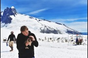 With a Huskey Puppy on the Mendenhall Glacier, Alaska